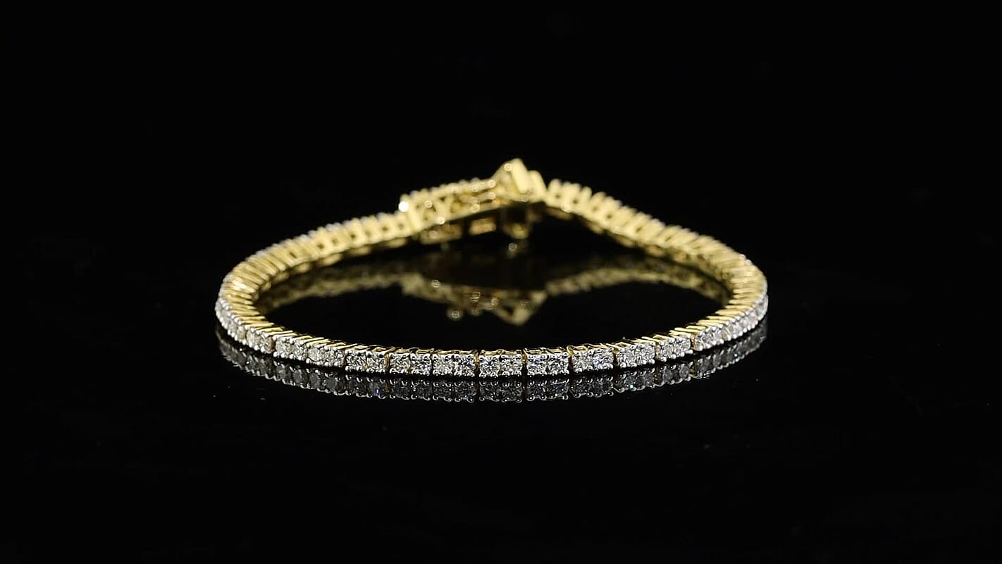 Luxuriant Lab Grown Diamond E-F VS Bracelet in 18K Vermeil Yellow Gold Over Sterling Silver (6.50 In) 3.00 ctw