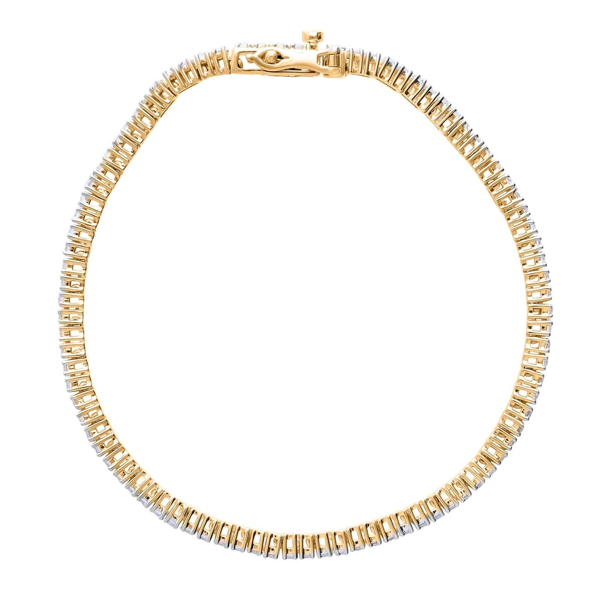 Luxuriant Lab Grown Diamond E-F VS Bracelet in 18K Vermeil Yellow Gold Over Sterling Silver (6.50 In) 3.00 ctw image number 3