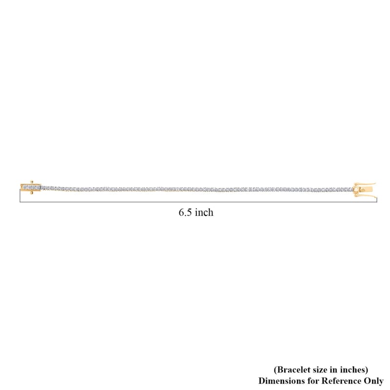 Luxuriant Lab Grown Diamond E-F VS 3.00 ctw Bracelet in 18K Vermeil Yellow Gold Over Sterling Silver (6.50 In)