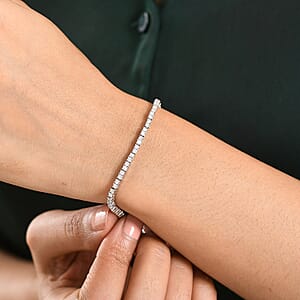 Luxuriant Lab Grown Diamond E-F VS 3.00 ctw Bracelet in Rhodium Over Sterling Silver (8.00 In)
