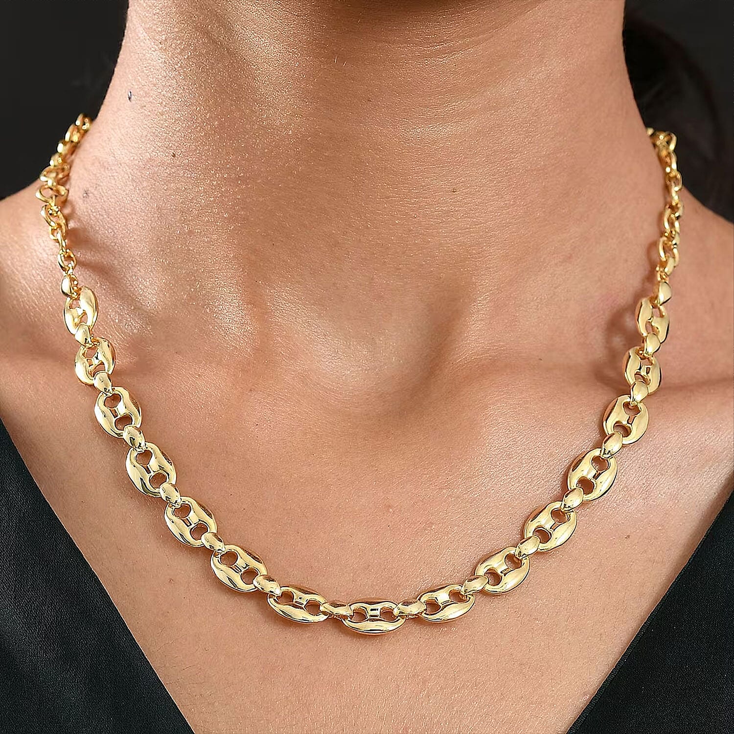 EverTrue Bronzella Collection Mariner Link Necklace in 18K YG Plated Bronze 18-20 Inches
