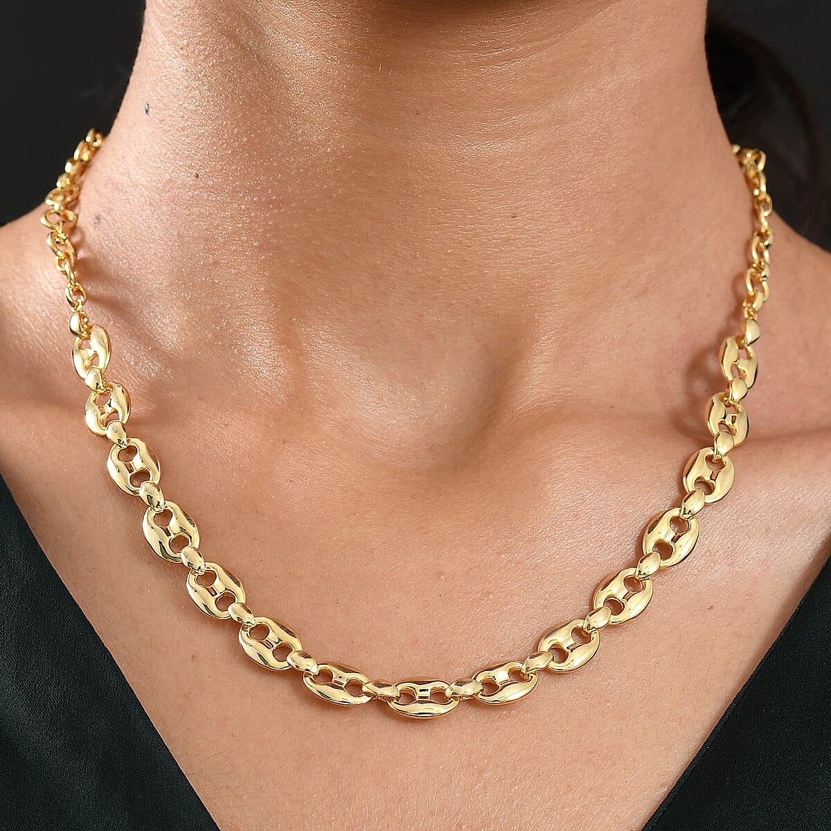 EverTrue Bronzella Collection Mariner Link Necklace in 18K YG Plated Bronze 18-20 Inches image number 2