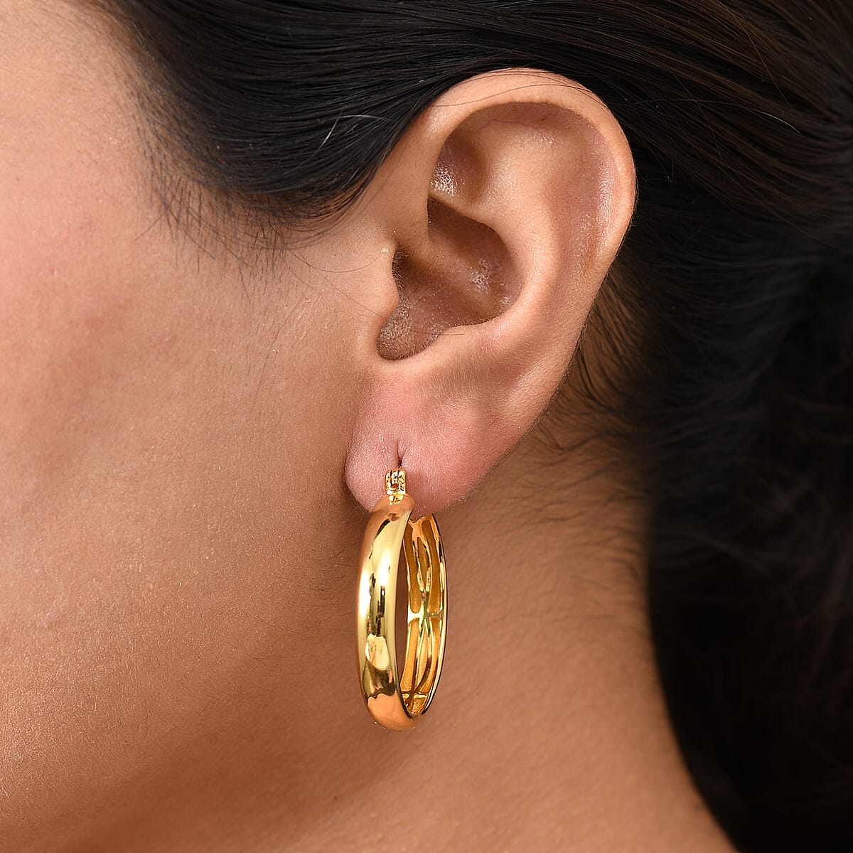 EverTrue Bronzella Collection Hoop Earrings in 18K YG Plated Bronze image number 2