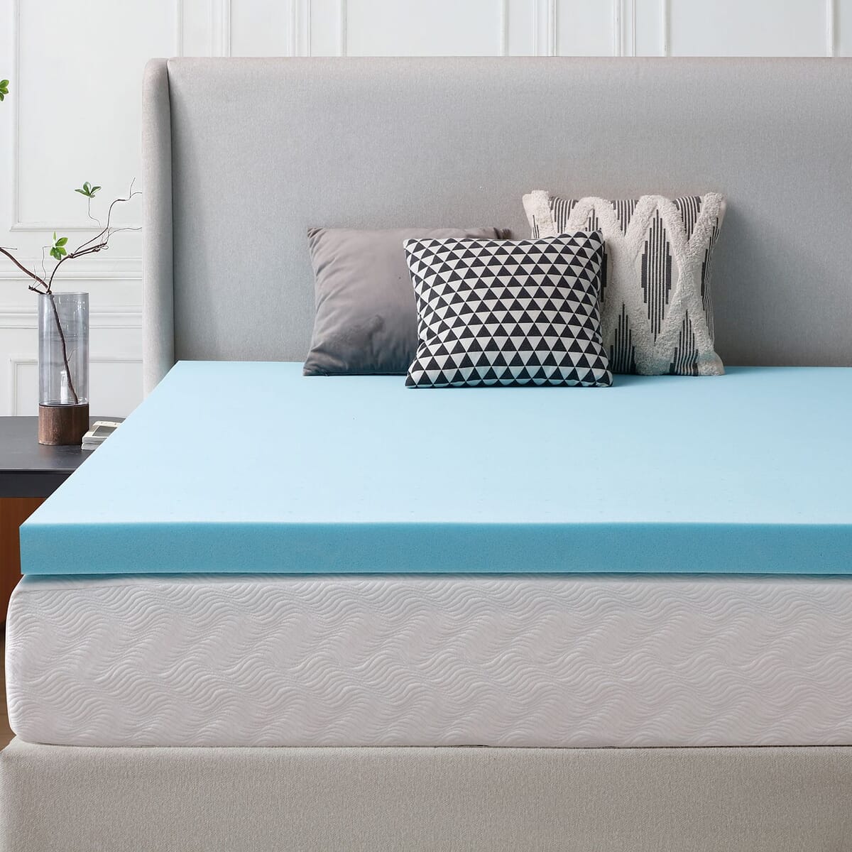 L'Baiet Cooling Gel Medium Firm Memory Foam Mattress Topper | 2 Twin Size image number 1