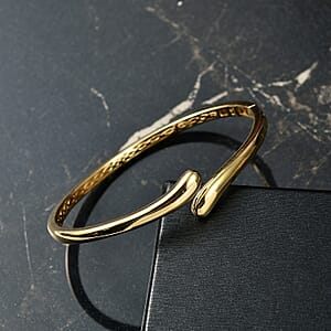 EverTrue Bronzella Collection Dewdrop Curve Bypass Bangle Bracelet in 18K YG Plated Bronze (7.25 In)