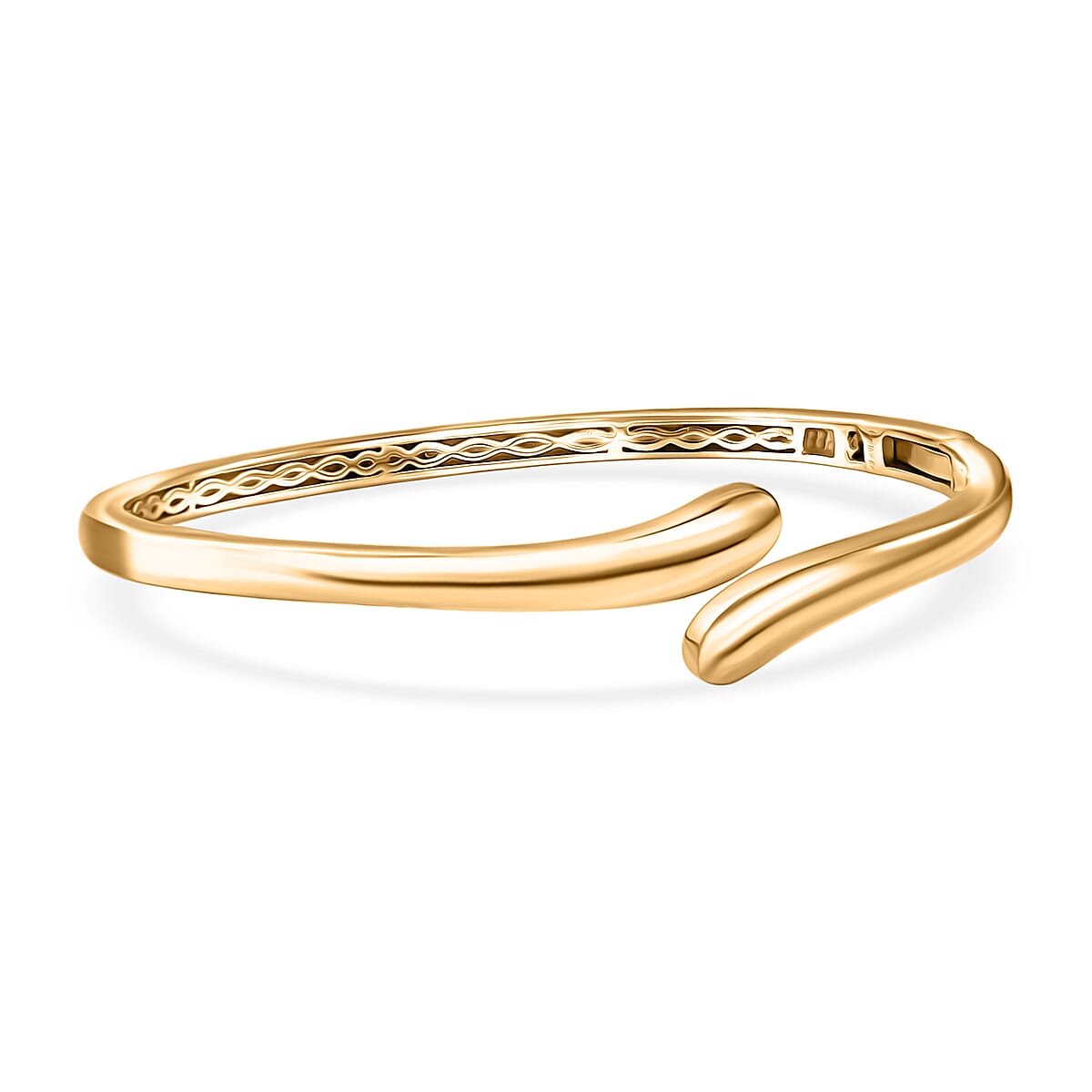 EverTrue Bronzella Collection Dewdrop Curve Bypass Bangle Bracelet in 18K YG Plated Bronze (7.25 In) image number 3