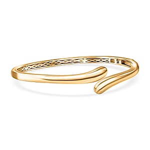 EverTrue Bronzella Collection Dewdrop Curve Bypass Bangle Bracelet in 18K YG Plated Bronze (7.25 In)