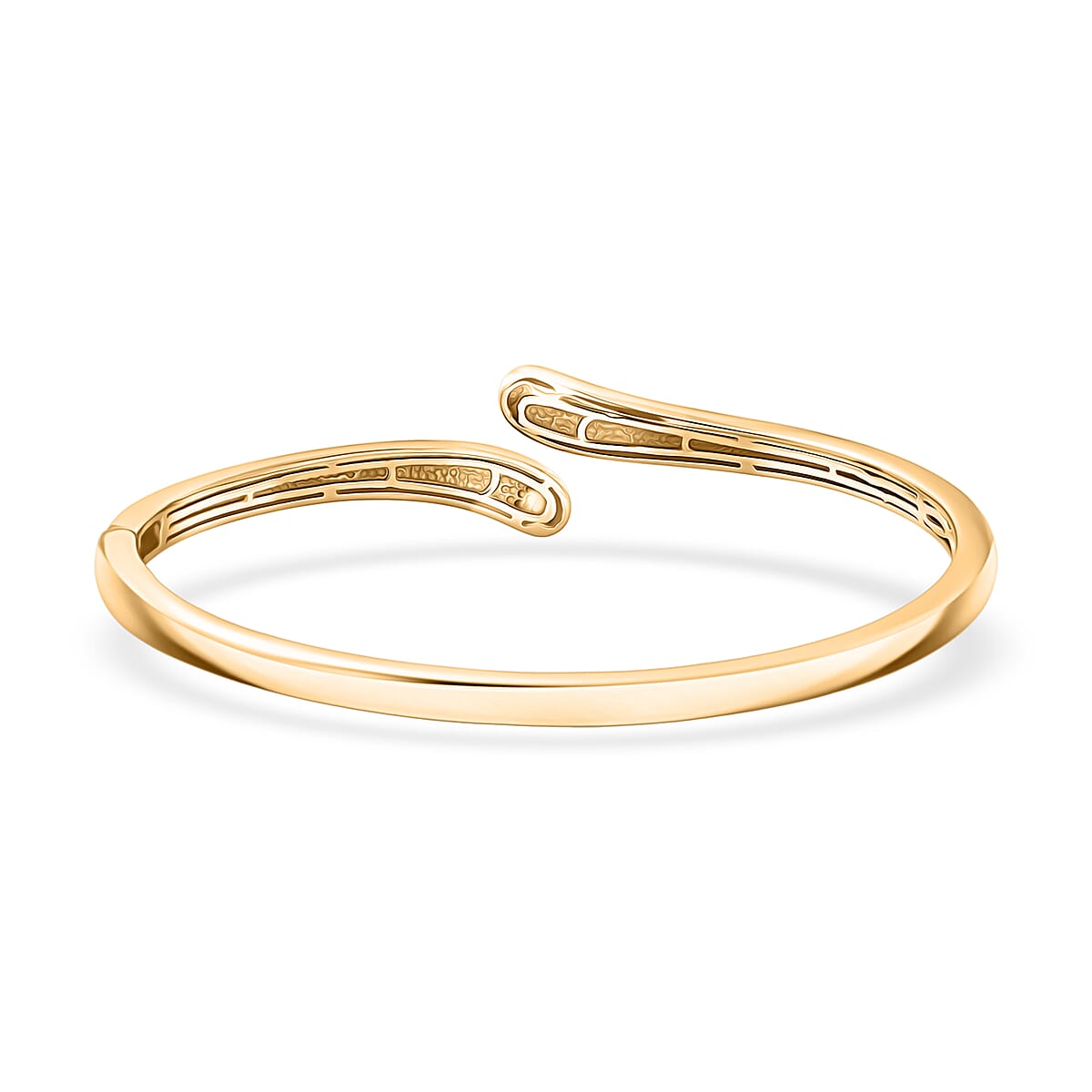 EverTrue Bronzella Collection Dewdrop Curve Bypass Bangle Bracelet in 18K YG Plated Bronze (7.25 In) image number 4
