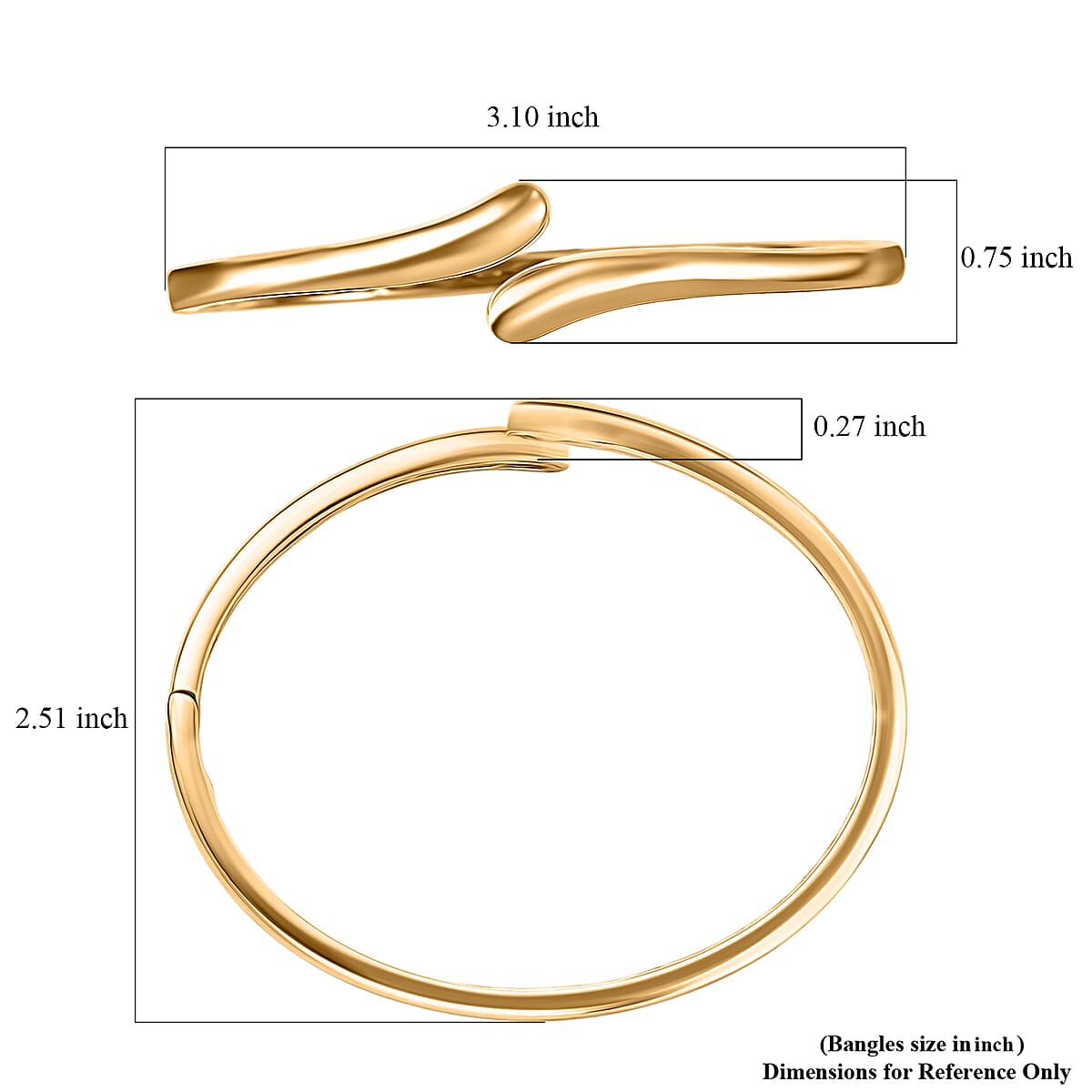 EverTrue Bronzella Collection Dewdrop Curve Bypass Bangle Bracelet in 18K YG Plated Bronze (7.25 In) image number 5