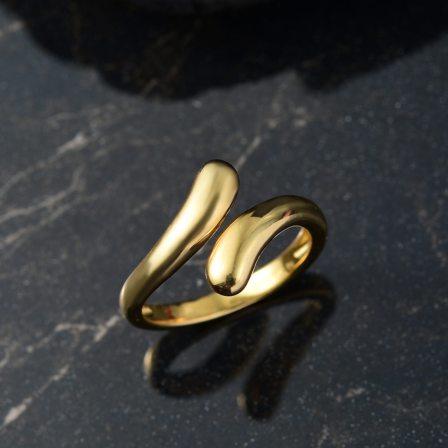 EverTrue Bronzella Collection Dewdrop Curve Bypass Ring in 18K YG Plated Bronze (Size 10.0)