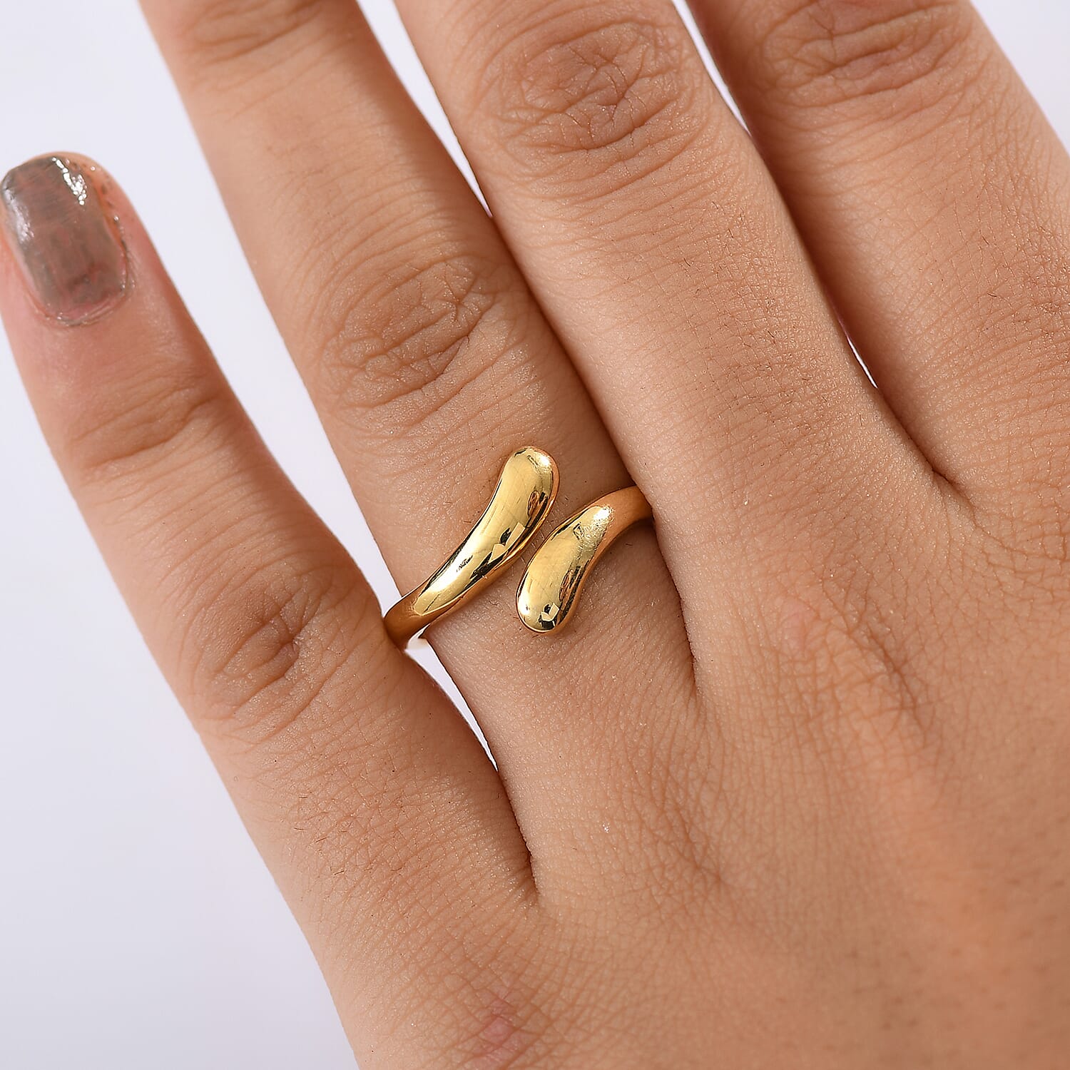 EverTrue Bronzella Collection Dewdrop Curve Bypass Ring in 18K YG Plated Bronze (Size 10.0)