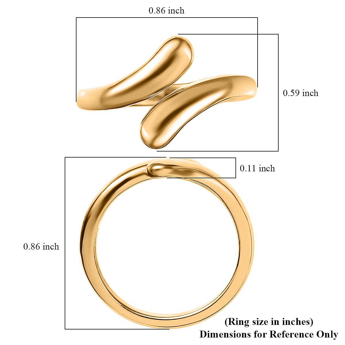 EverTrue Bronzella Collection Dewdrop Curve Bypass Ring in 18K YG Plated Bronze (Size 10.0)