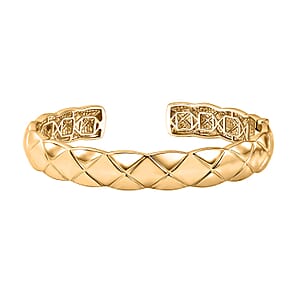 EverTrue Bronzella Collection Quilted Weave Textured Cuff Bracelet in 18K YG Plated Bronze (6.50 In)