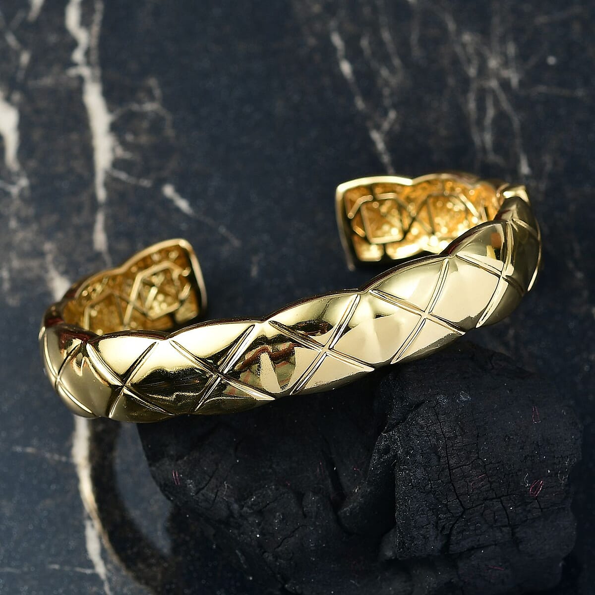 EverTrue Bronzella Collection Quilted Weave Textured Cuff Bracelet in 18K YG Plated Bronze (6.50 In) image number 1