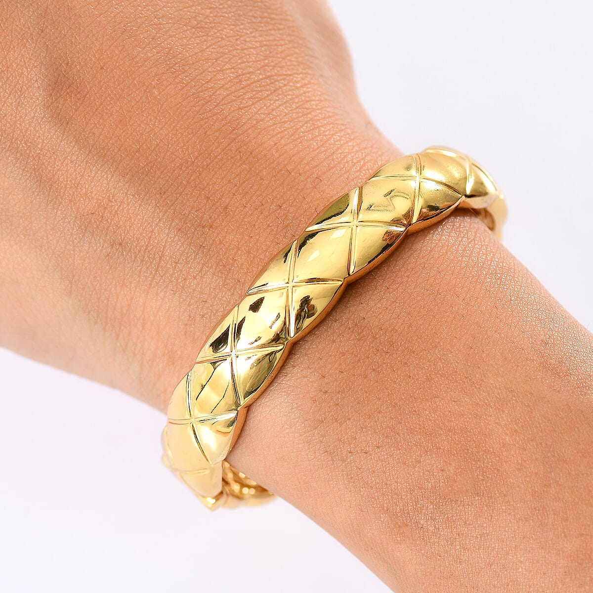 EverTrue Bronzella Collection Quilted Weave Textured Cuff Bracelet in 18K YG Plated Bronze (6.50 In) image number 2