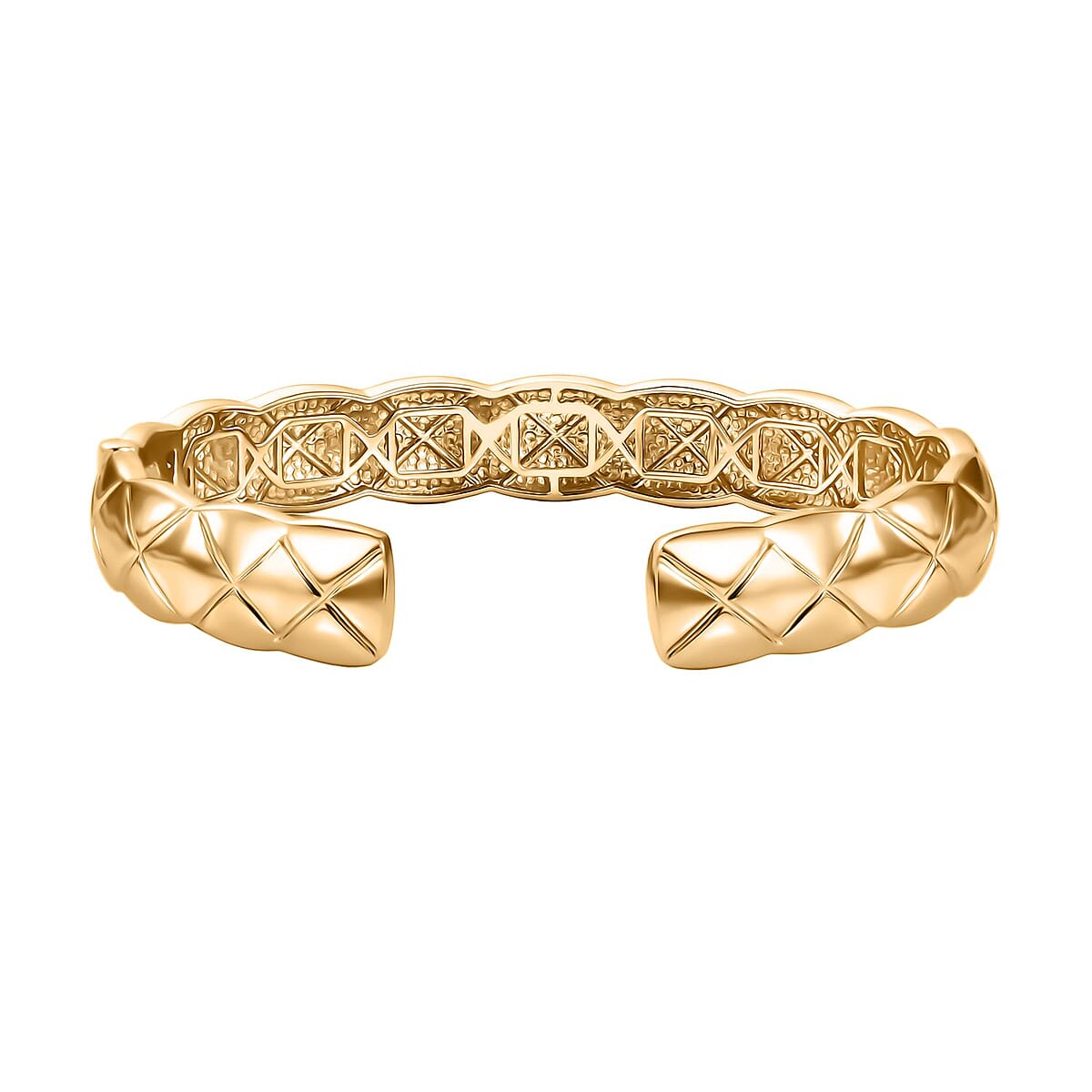 EverTrue Bronzella Collection Quilted Weave Textured Cuff Bracelet in 18K YG Plated Bronze (6.50 In) image number 4