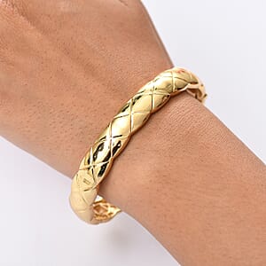 EverTrue Bronzella Collection Quilted Weave Textured Cuff Bracelet in 18K YG Plated Bronze (7.25 In)