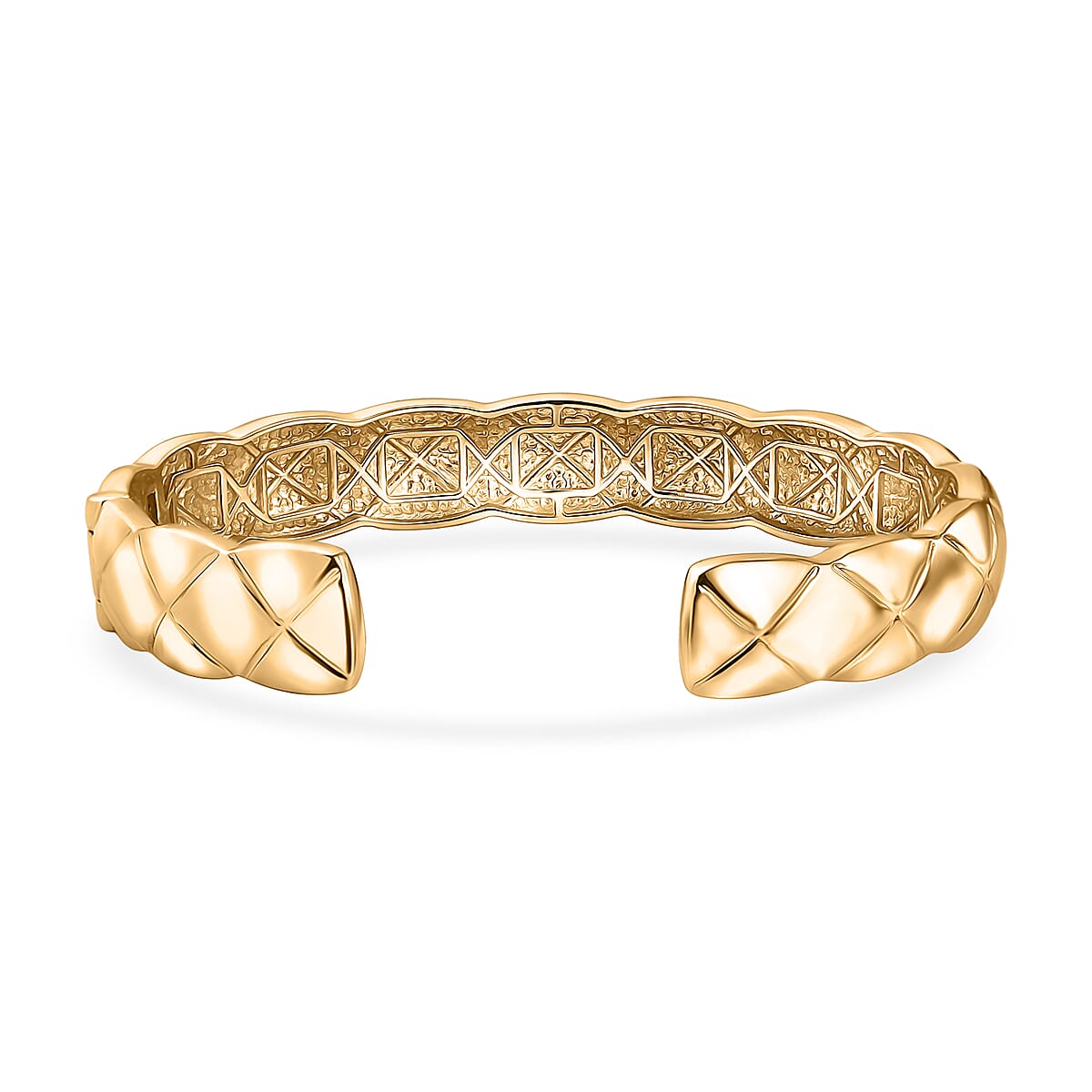 EverTrue Bronzella Collection Quilted Weave Textured Cuff Bracelet in 18K YG Plated Bronze (7.25 In) image number 4