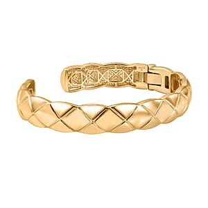EverTrue Bronzella Collection Quilted Weave Textured Cuff Bracelet in 18K YG Plated Bronze (8.00 In)