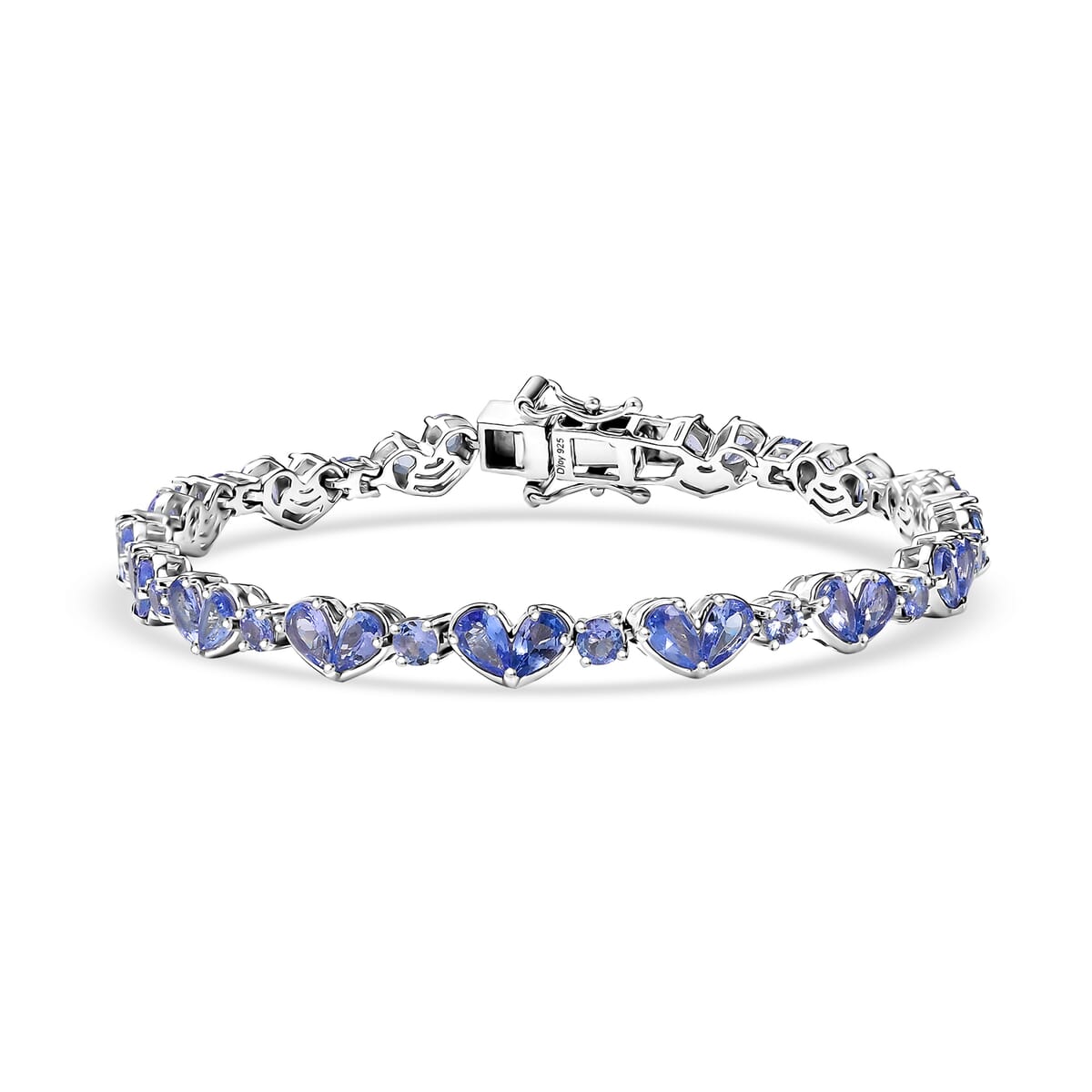 D'Joy Tanzanite 8.45 ctw Heart Bracelet in Rhodium Over Sterling Silver (7.25 In) image number 0