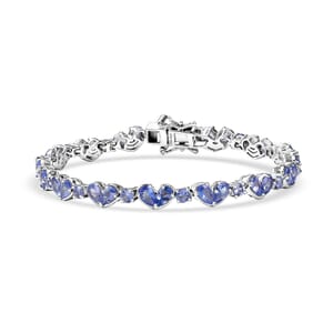D'Joy Tanzanite 8.45 ctw Heart Bracelet in Rhodium Over Sterling Silver (7.25 In)
