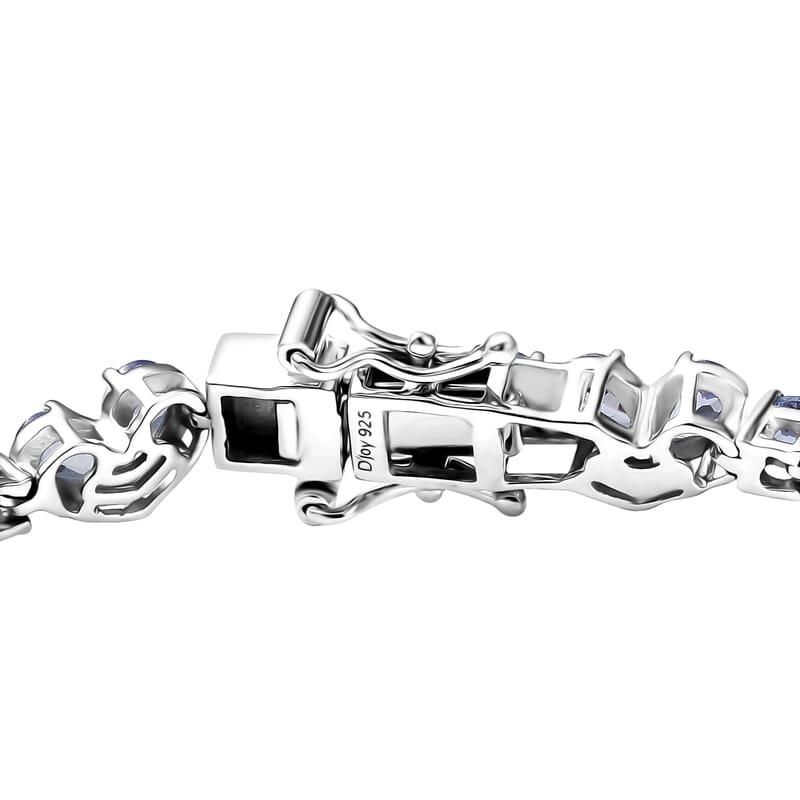 D'Joy Tanzanite 8.45 ctw Heart Bracelet in Rhodium Over Sterling Silver (7.25 In)