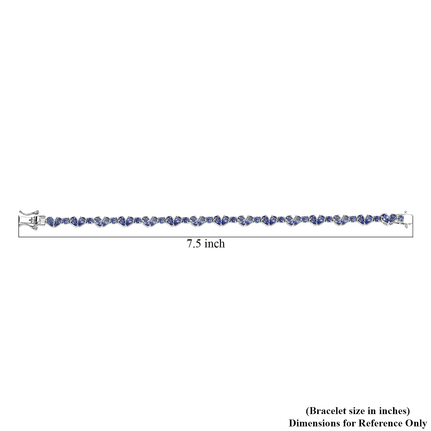 D'Joy Tanzanite 8.45 ctw Heart Bracelet in Rhodium Over Sterling Silver (7.25 In)
