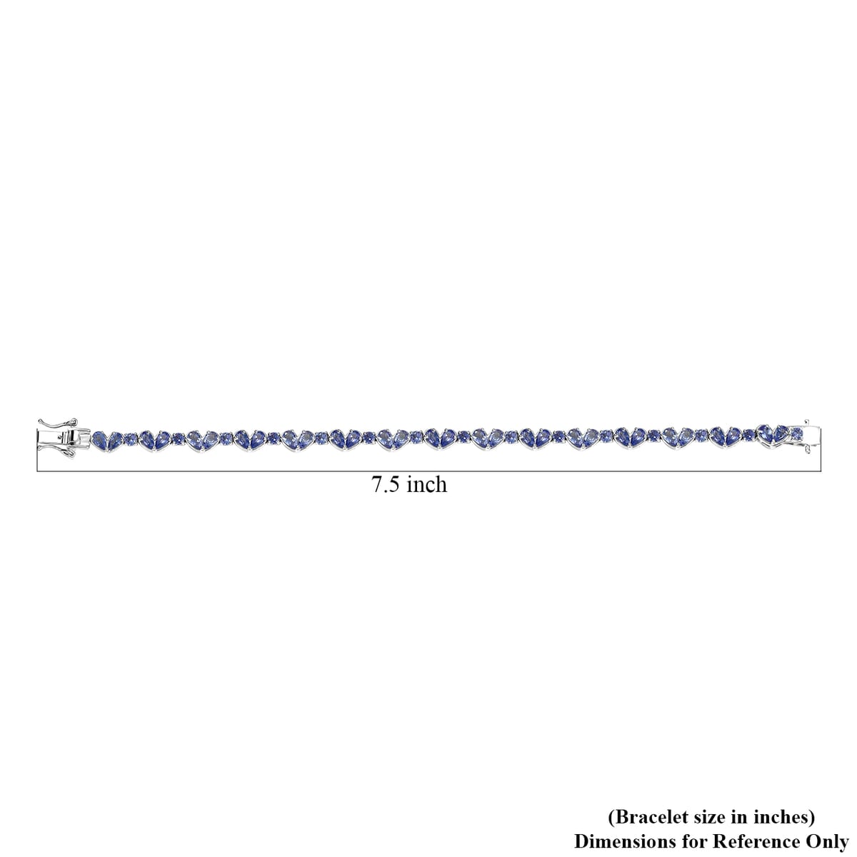 D'Joy Tanzanite 8.45 ctw Heart Bracelet in Rhodium Over Sterling Silver (7.25 In) image number 4