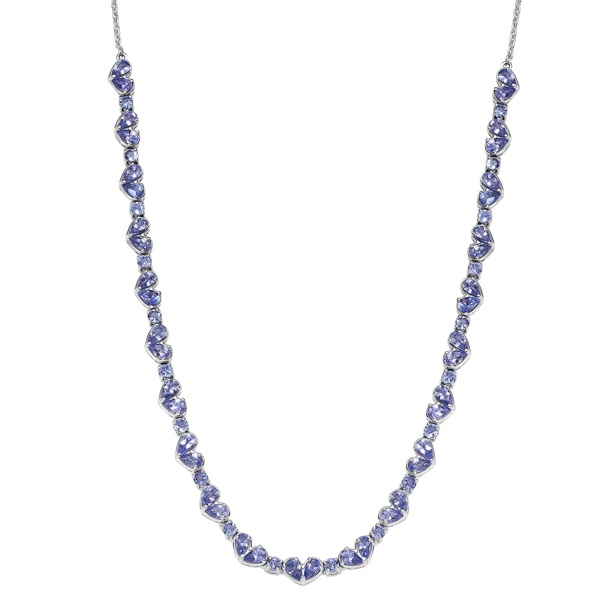 D'Joy Tanzanite 10.65 ctw Heart Necklace 18 Inches in Rhodium Over Sterling Silver image number 0