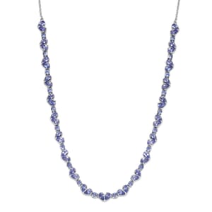 D'Joy Tanzanite 10.65 ctw Heart Necklace 18 Inches in Rhodium Over Sterling Silver