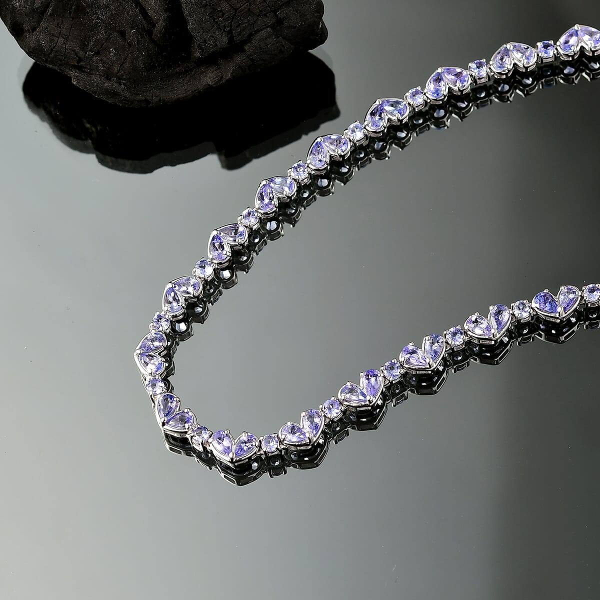 D'Joy Tanzanite 10.65 ctw Heart Necklace 18 Inches in Rhodium Over Sterling Silver image number 1