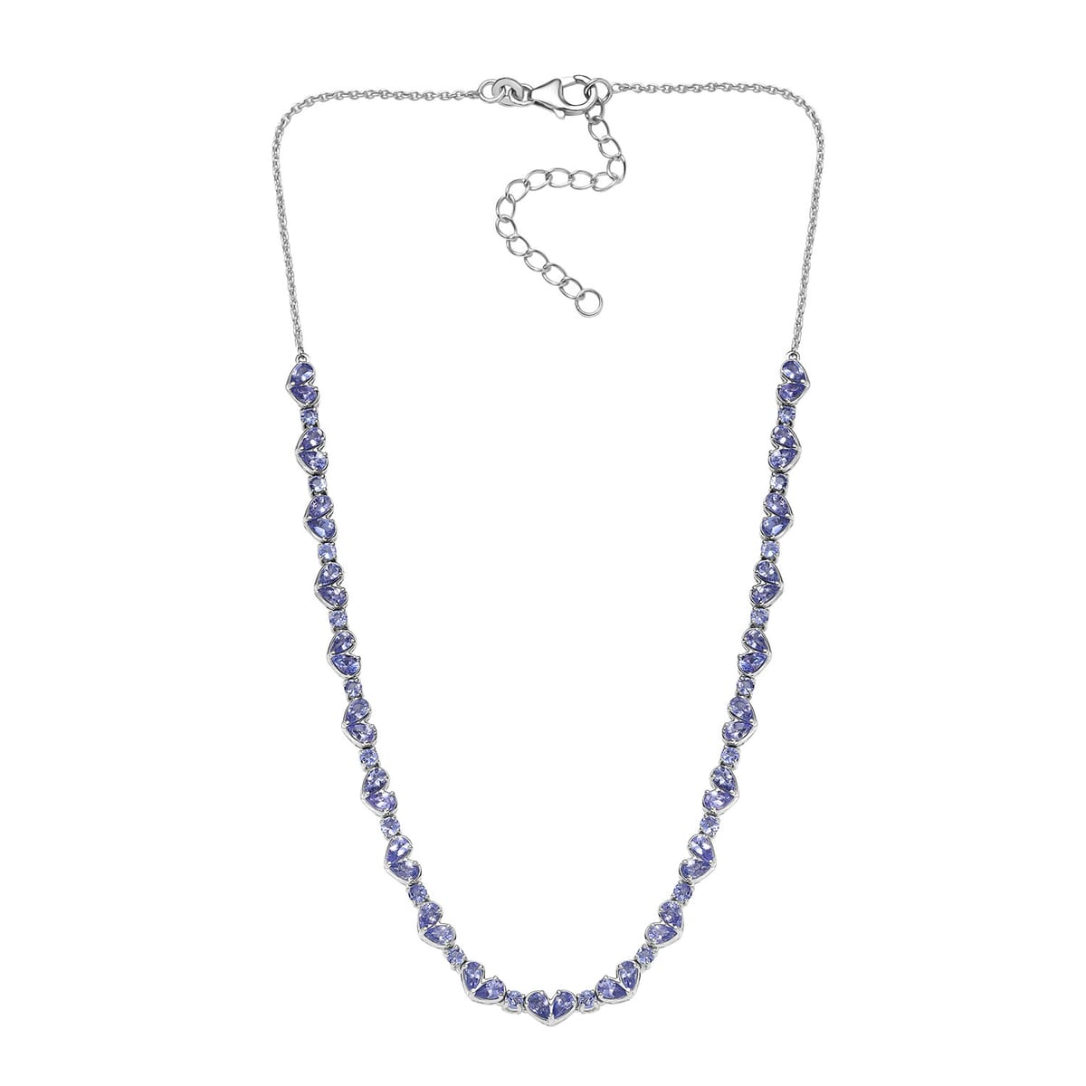 D'Joy Tanzanite 10.65 ctw Heart Necklace 18 Inches in Rhodium Over Sterling Silver image number 3
