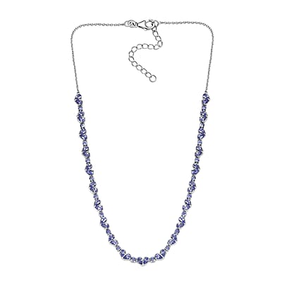 D'Joy Tanzanite 10.65 ctw Heart Necklace 18 Inches in Rhodium Over Sterling Silver