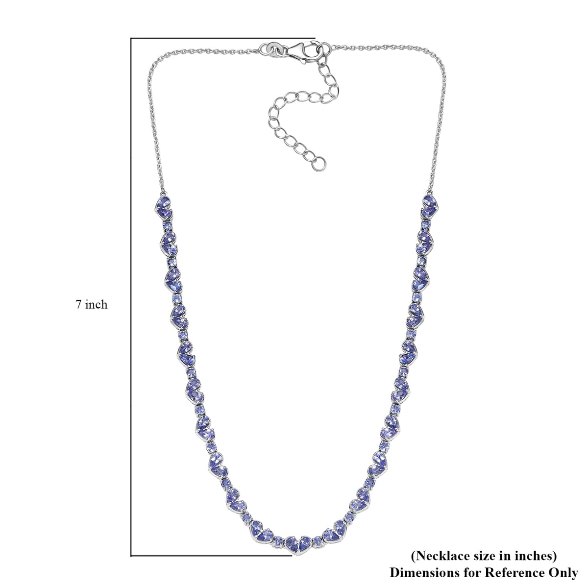 D'Joy Tanzanite 10.65 ctw Heart Necklace 18 Inches in Rhodium Over Sterling Silver image number 5
