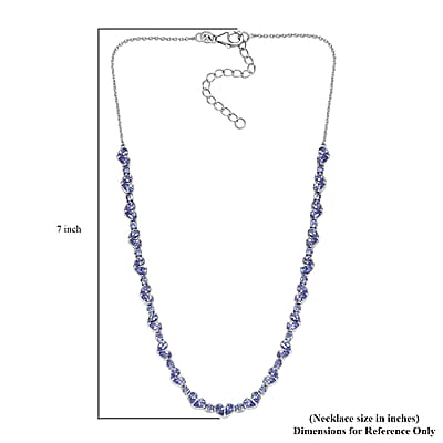 D'Joy Tanzanite 10.65 ctw Heart Necklace 18 Inches in Rhodium Over Sterling Silver