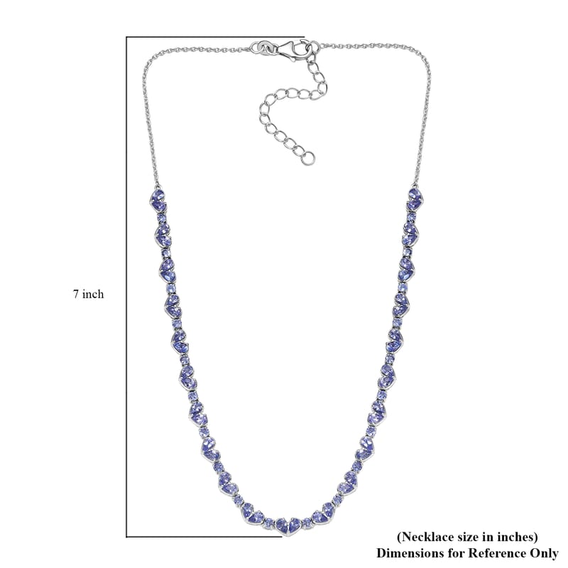 D'Joy Tanzanite 10.65 ctw Heart Necklace 18 Inches in Rhodium Over Sterling Silver