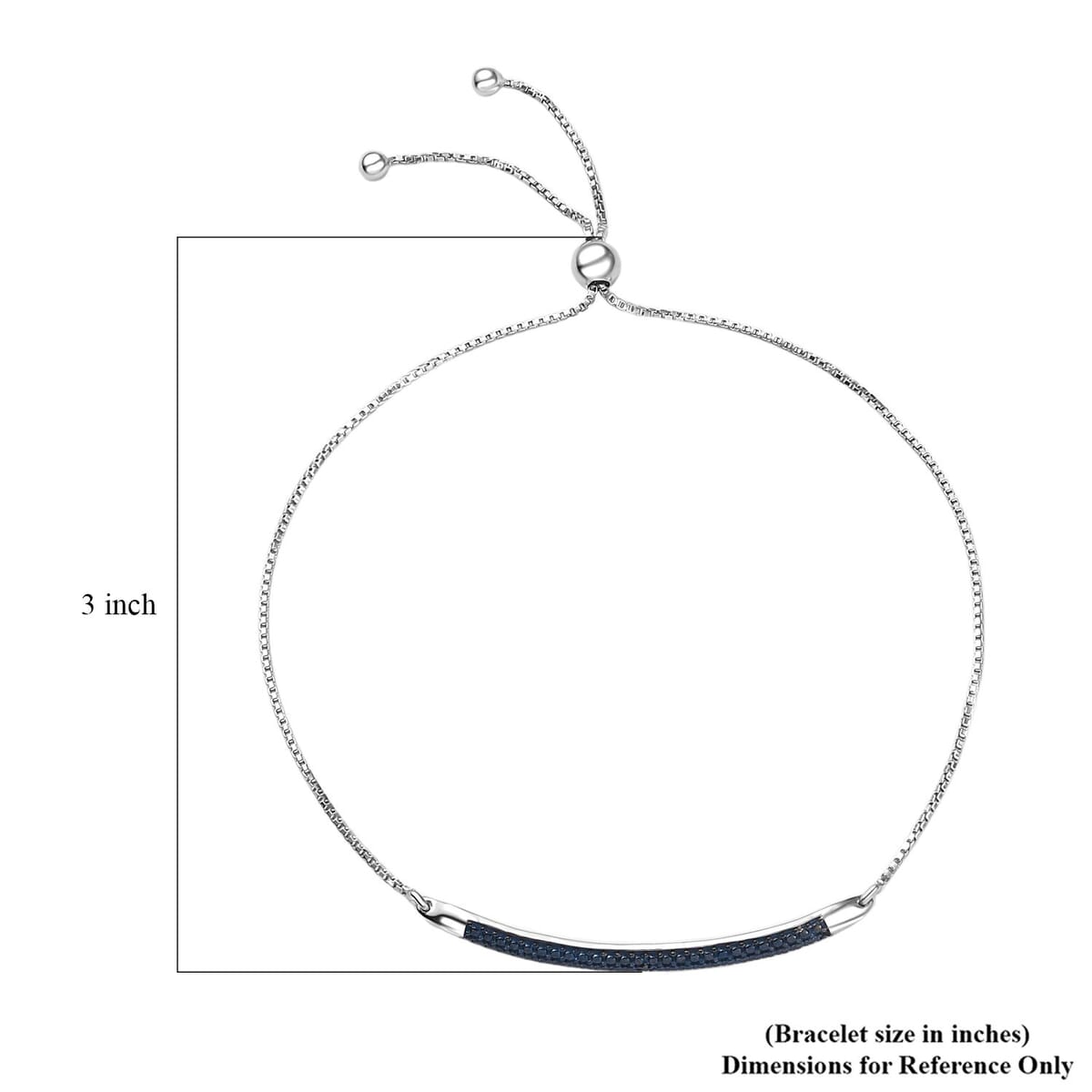 Blue Diamond Accent Bolo Bracelet in Rhodium OverSterling Silver image number 4