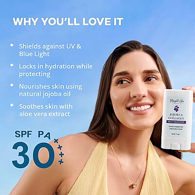 Set of 3 Sunscreen Stick with SPF 30 - Jojoba Oil, Aloevera and Halyuronic Acid