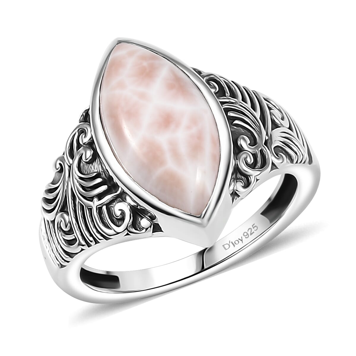 D'Joy Artisan Crafted Pink Natrolite 4.50 ctw Filigree Ring in Sterling Silver (Size 10.0) image number 0