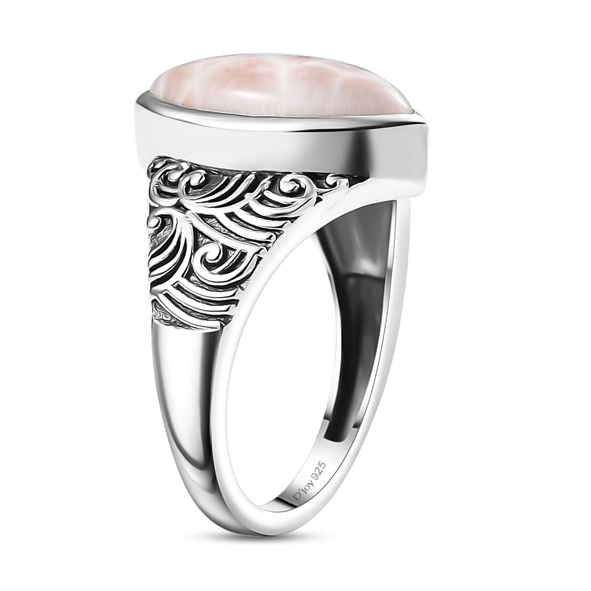 D'Joy Artisan Crafted Pink Natrolite 4.50 ctw Filigree Ring in Sterling Silver (Size 10.0) image number 3