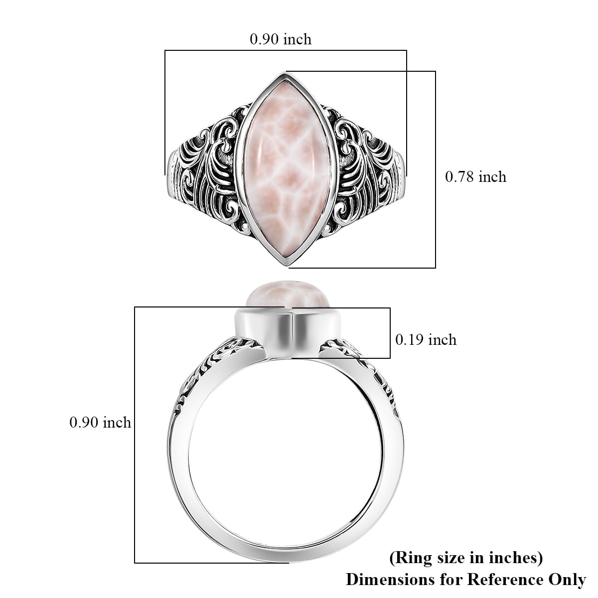 D'Joy Artisan Crafted Pink Natrolite 4.50 ctw Filigree Ring in Sterling Silver (Size 10.0) image number 5