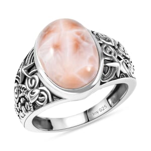 D'Joy Artisan Crafted Pink Natrolite 5.80 ctw Turtle Ring in Sterling Silver (Size 10.0)