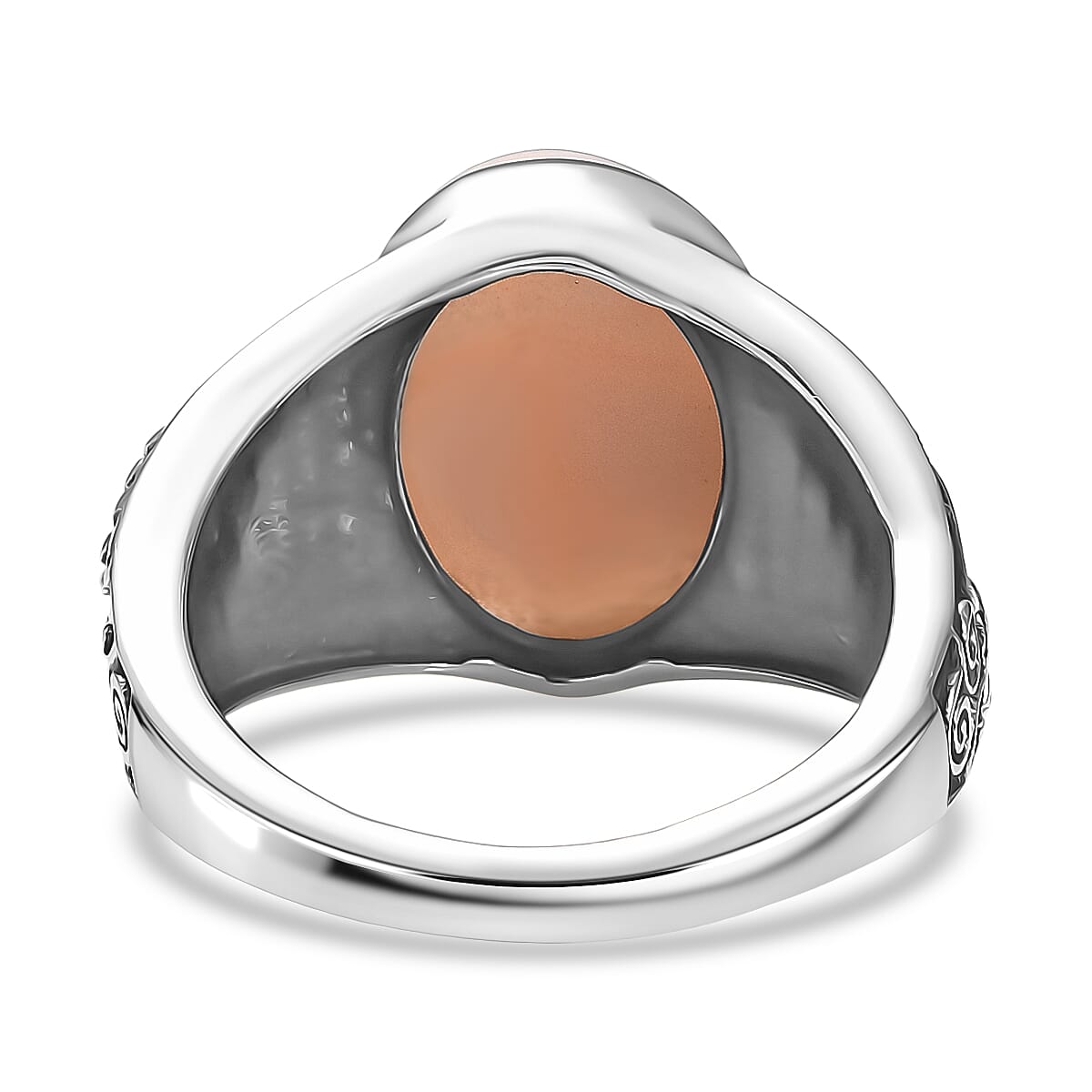 D'Joy Artisan Crafted Pink Natrolite 5.80 ctw Turtle Ring in Sterling Silver (Size 10.0)