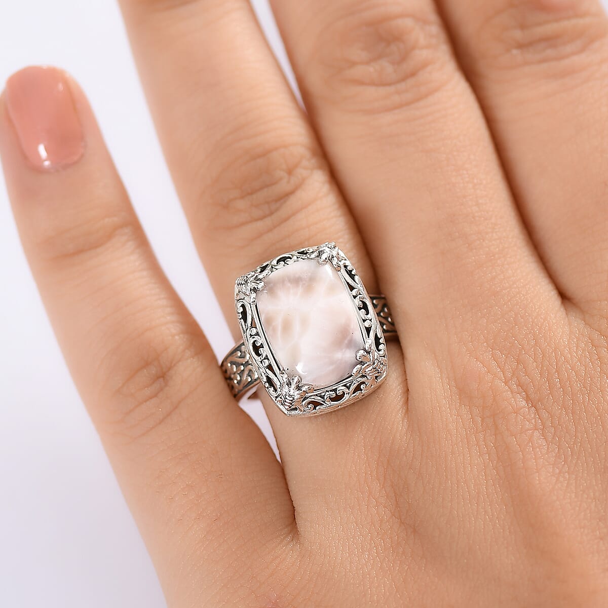 D'Joy Artisan Crafted Pink Natrolite 6.90 ctw Turtle Ring in Sterling Silver (Size 6.0) image number 2