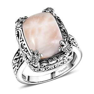 D'Joy Artisan Crafted Pink Natrolite 6.90 ctw Turtle Ring in Sterling Silver (Size 8.0)