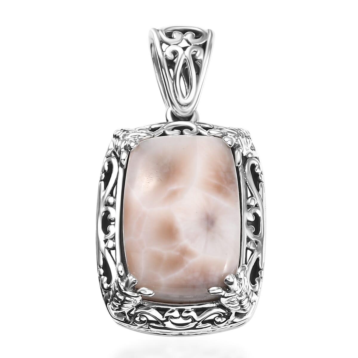 D'Joy Artisan Crafted Pink Natrolite 7.50 ctw Turtle Pendant without Chain in Sterling Silver image number 0