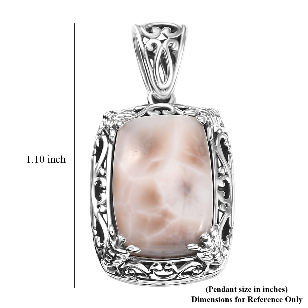 D'Joy Artisan Crafted Pink Natrolite 7.50 ctw Turtle Pendant without Chain in Sterling Silver image number 5