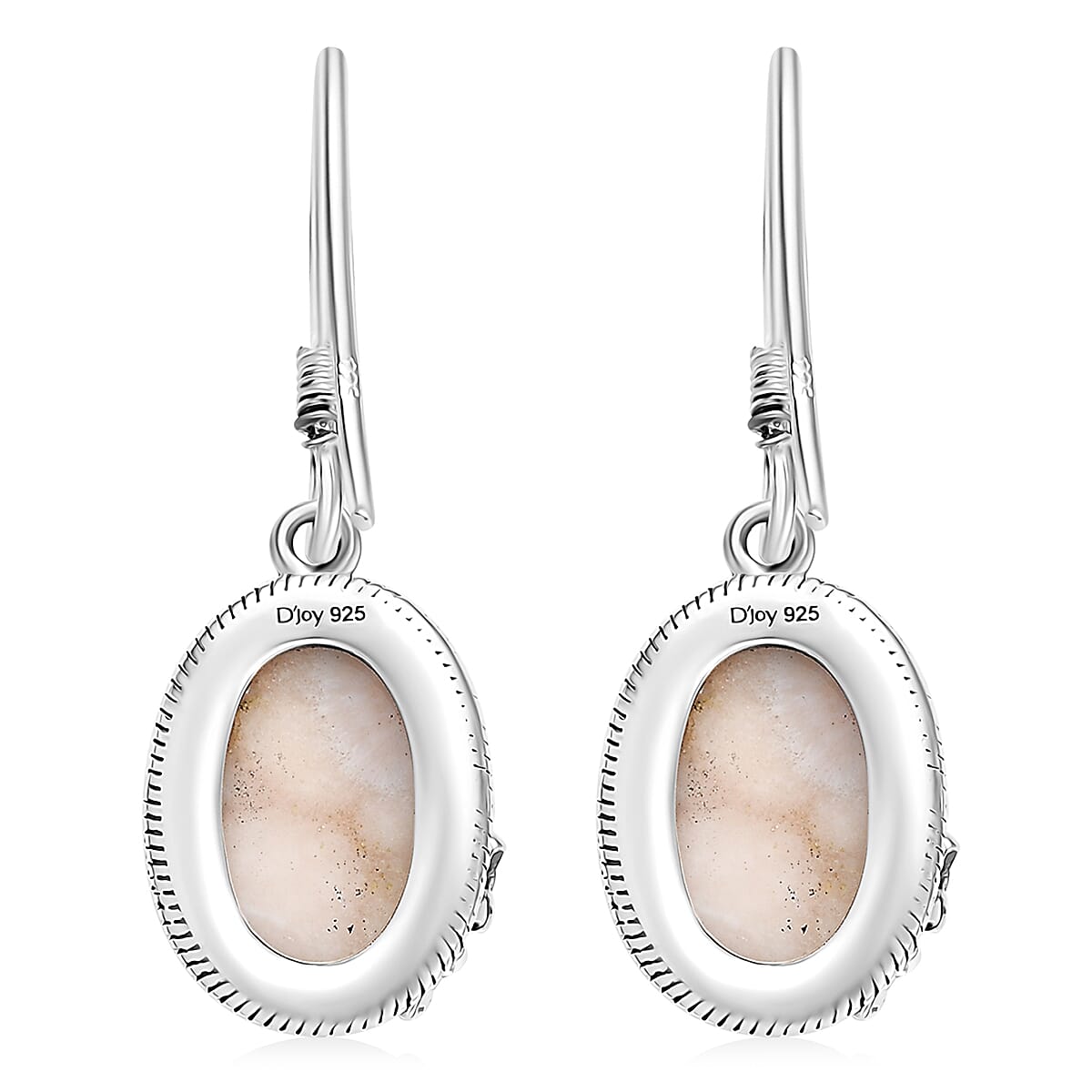 D'Joy Artisan Crafted Pink Natrolite and Natural Champagne Zircon 6.60 ctw Dragonfly with Flower Earrings in Sterling Silver