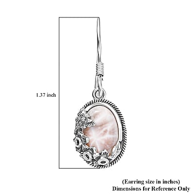 D'Joy Artisan Crafted Pink Natrolite and Natural Champagne Zircon 6.60 ctw Dragonfly with Flower Earrings in Sterling Silver