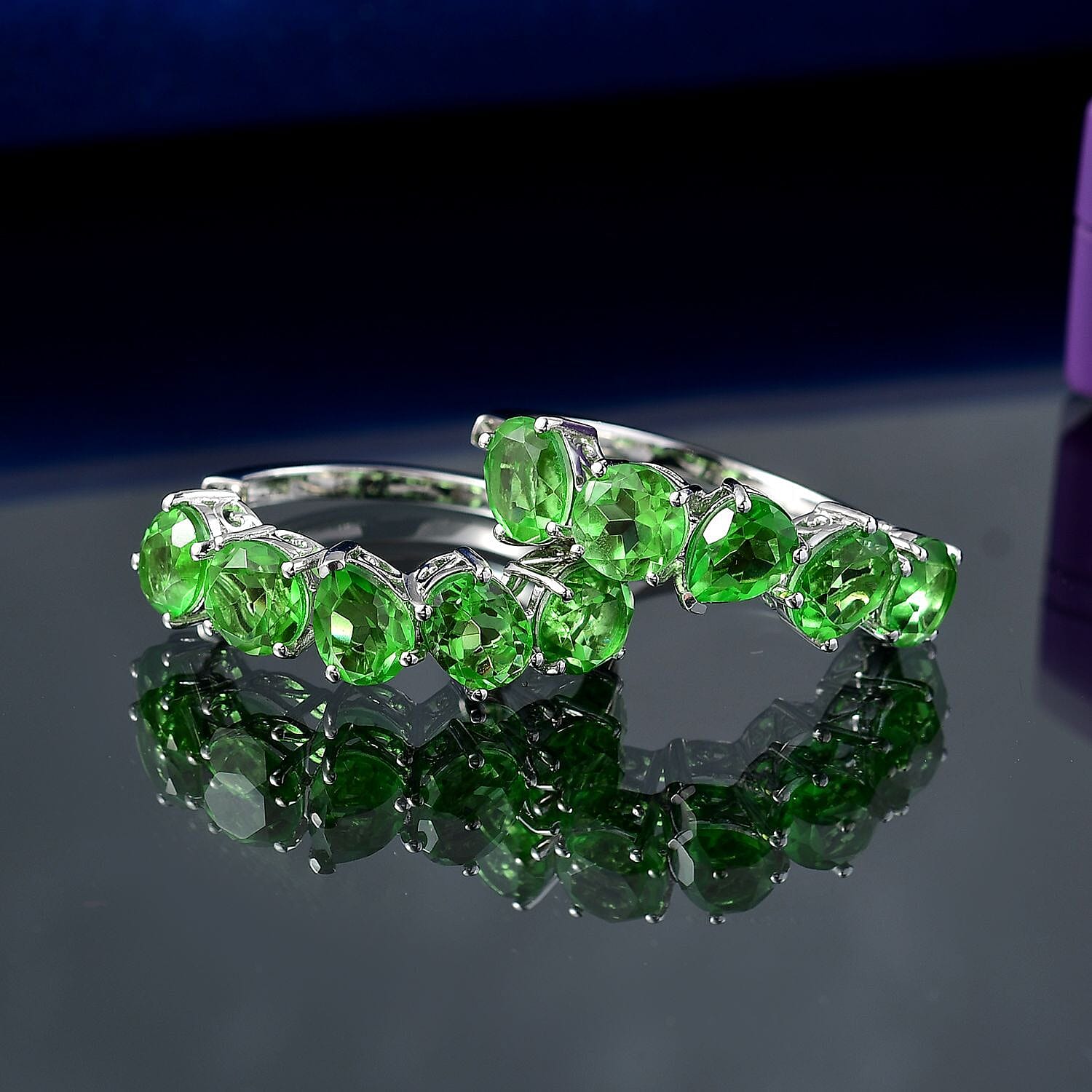 EverTrue Chartreuse Quartz (Triplet) 20.70 ctw Beauty of Vines Earrings in Platinum Bond